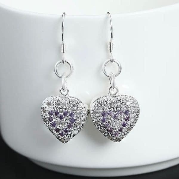 The Dangling Puff Heart earrings in 925 and cubic zirconia - Image 1