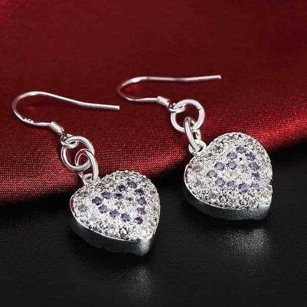 The Dangling Puff Heart earrings in 925 and cubic zirconia - Thumbnail 4