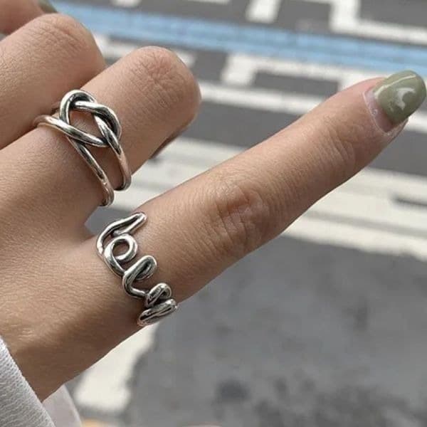 The Cursive Love Ring adjustable in 925 silver - Thumbnail 4