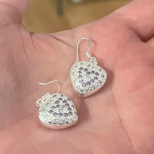 The Dangling Puff Heart earrings in 925 and cubic zirconia - Thumbnail 5