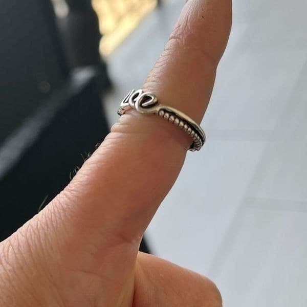 The Cursive Love Ring adjustable in 925 silver - Thumbnail 7