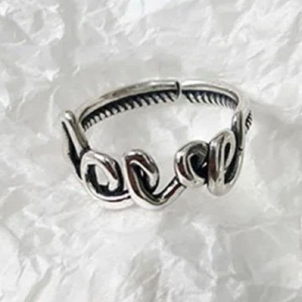 The Cursive Love Ring adjustable in 925 silver - Thumbnail 3