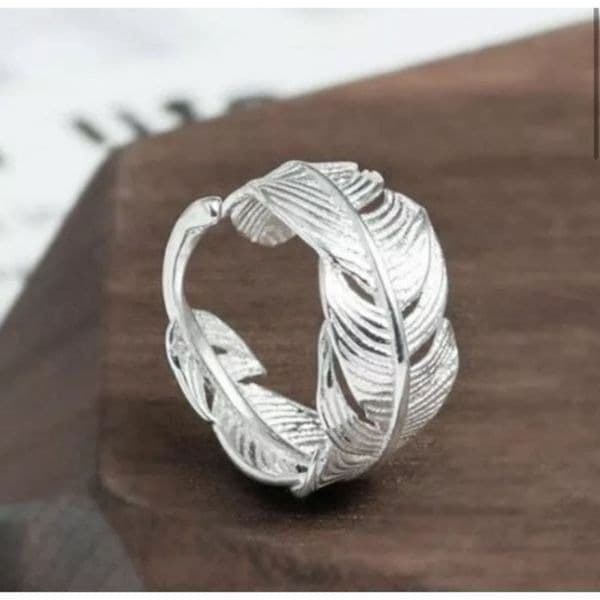 The Flirty Feather adjustable sterling silver ring. - Thumbnail 3