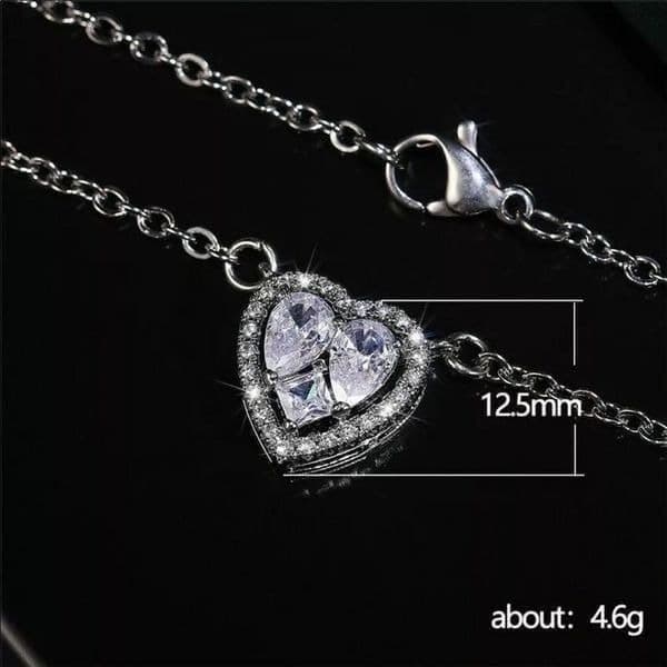 The Loving Heart Pendant Cubic Zirconia & 925 Silver Necklace - Thumbnail 3
