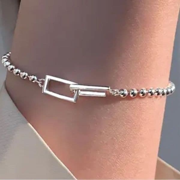 Cuffing Season Squared Silver Bracelet stamped 925 - Image 1