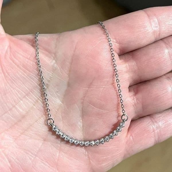 The Minimalist White sapphire heart and sterling necklace - Thumbnail 2