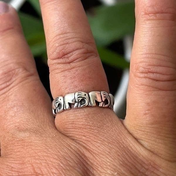 The Elephant Adjustable silver ring in 925 silver - Image 1