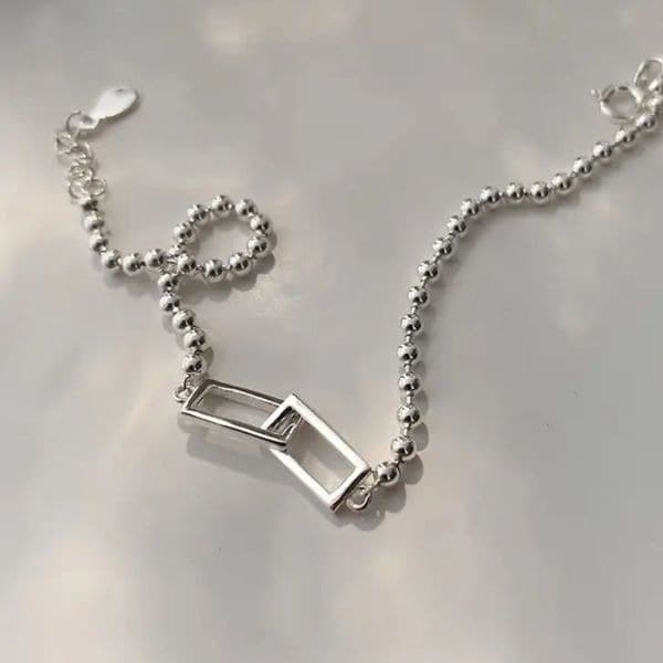 Cuffing Season Squared Silver Bracelet stamped 925 - Thumbnail 11