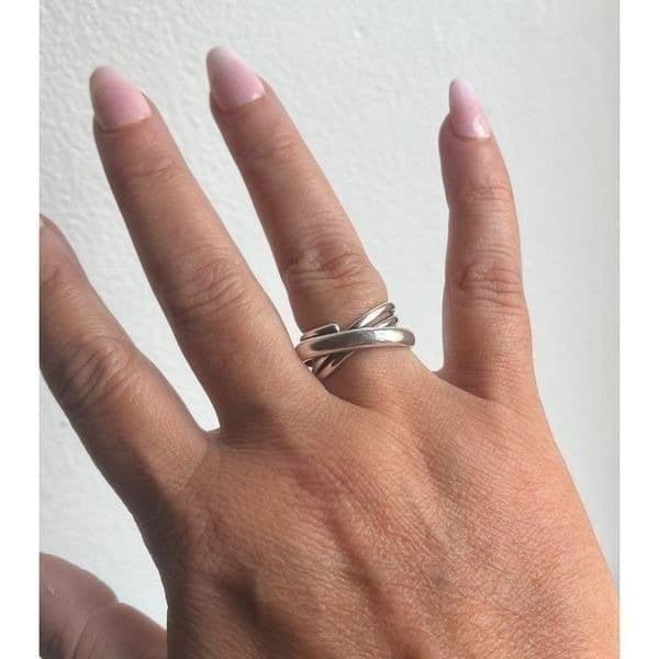 The Criss Cross Minimalist adjustable ring in 925 - Thumbnail 6