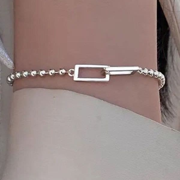 Cuffing Season Squared Silver Bracelet stamped 925 - Thumbnail 7