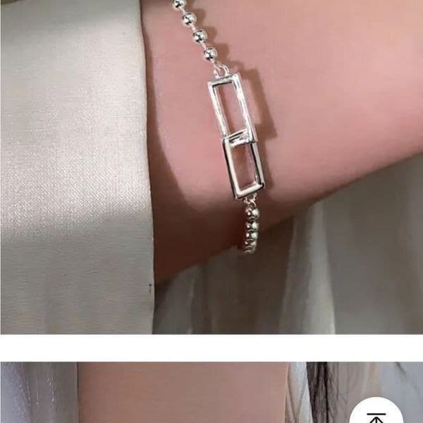 Cuffing Season Squared Silver Bracelet stamped 925 - Thumbnail 8