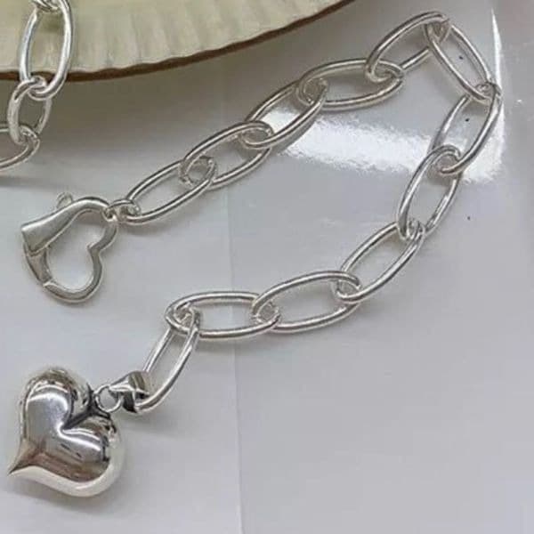 The LOVE Heart Pendant & clasp link bracelet in 925 - Thumbnail 3