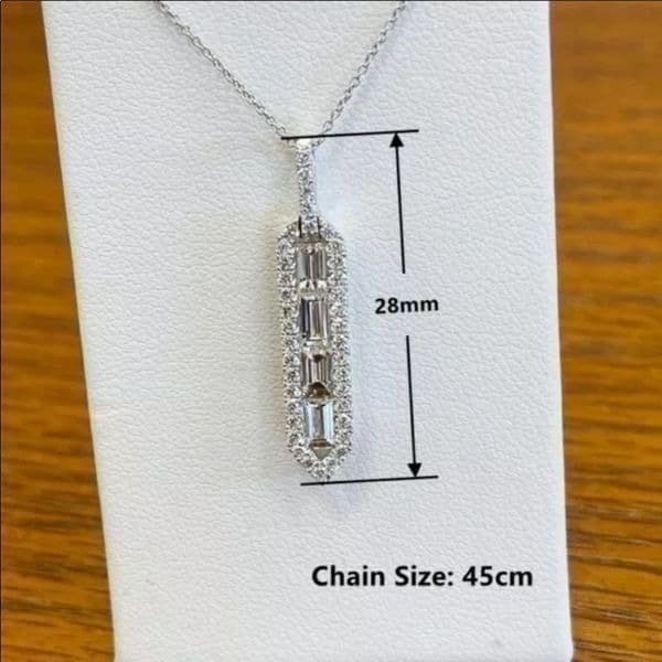 The Empire Estate inspired 925 White Sapphire Pendant necklace - Thumbnail 4