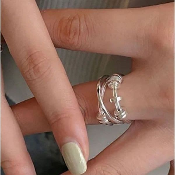 The Abstract Geo statement Ring in 925 silver - Thumbnail 2