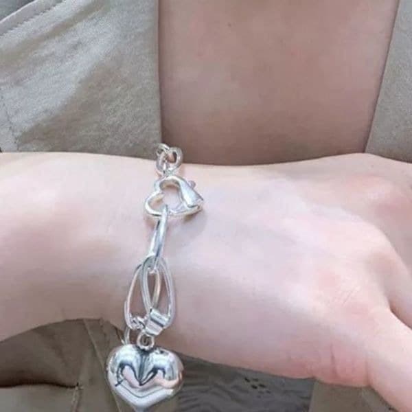 The LOVE Heart Pendant & clasp link bracelet in 925 - Thumbnail 4