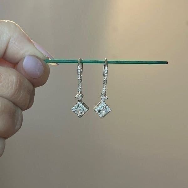 The Geometric Dangle Drop Earrings in 925 silver and cubic zirconia - Thumbnail 10
