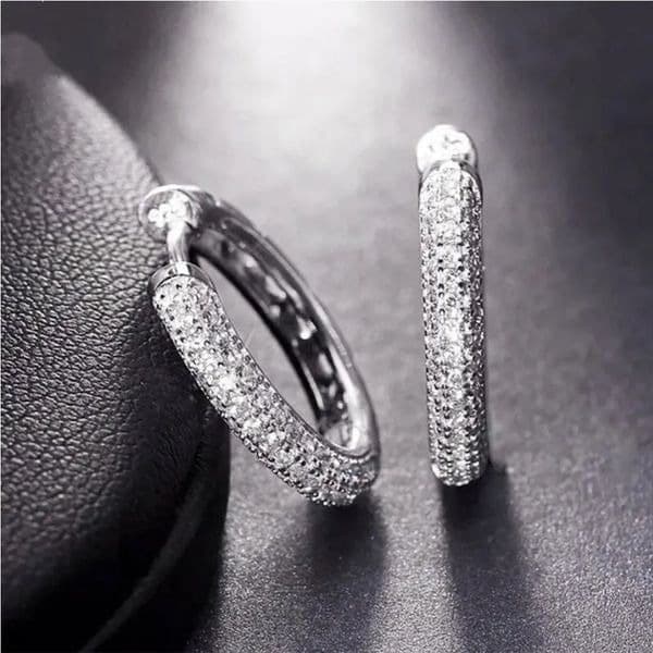 The Brilliance Mini Hoop Earrings in 925 and cubic zirconia - Thumbnail 5
