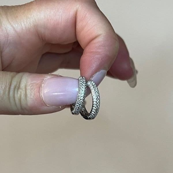 The Brilliance Mini Hoop Earrings in 925 and cubic zirconia - Thumbnail 12
