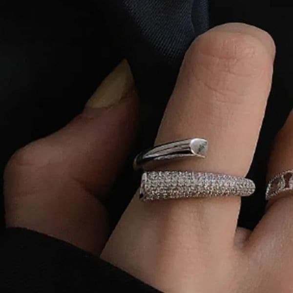 The Epic Bypass ring adjustable in 925 silver and cubic zirconia - Image 1