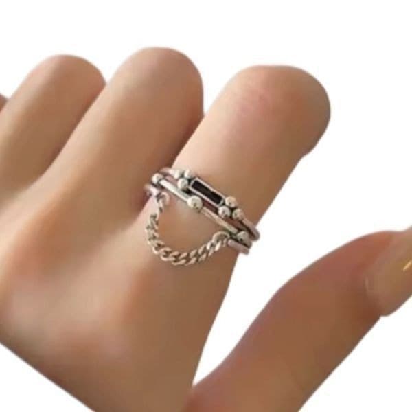 The mini chain adjustable ring in 925 silver - Image 1