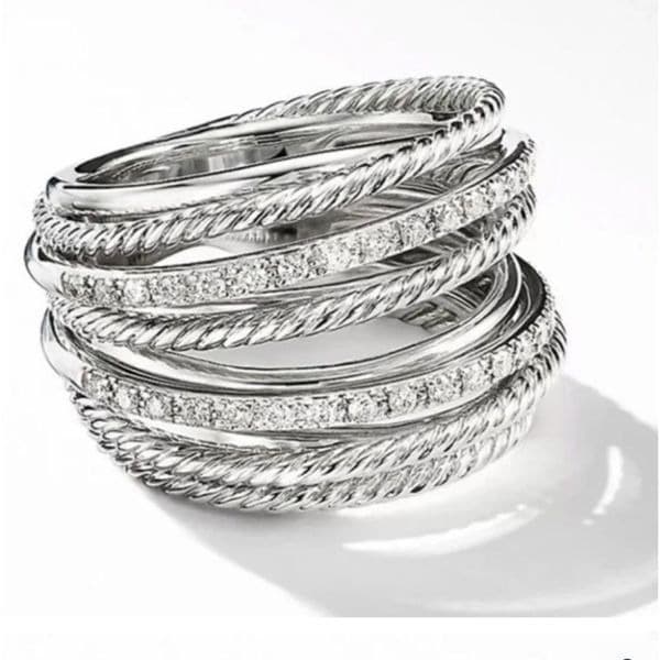 The Moderne Statement band ring in 925 & white sapphire sz 9 - Image 1