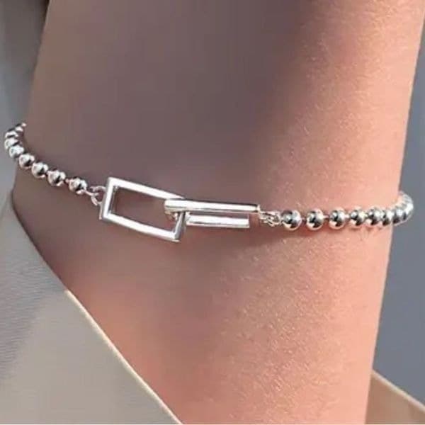 Cuffing Season Squared Silver Bracelet stamped 925 - Thumbnail 10