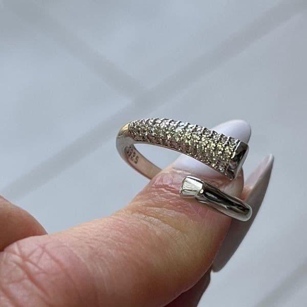 The Epic Bypass ring adjustable in 925 silver and cubic zirconia - Thumbnail 6