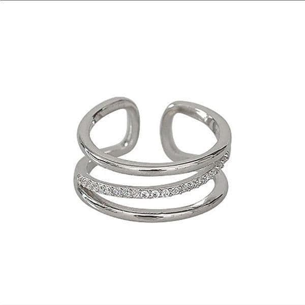 The Triple Bling Ring adjustable in 925 silver & cubic zirconia - Thumbnail 4