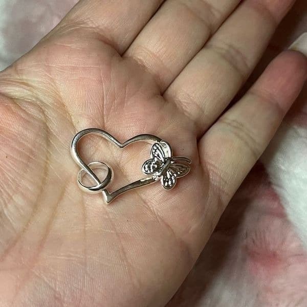 The Butterfly Heart Pendant in 925 silver on 18” snake chain. - Thumbnail 5