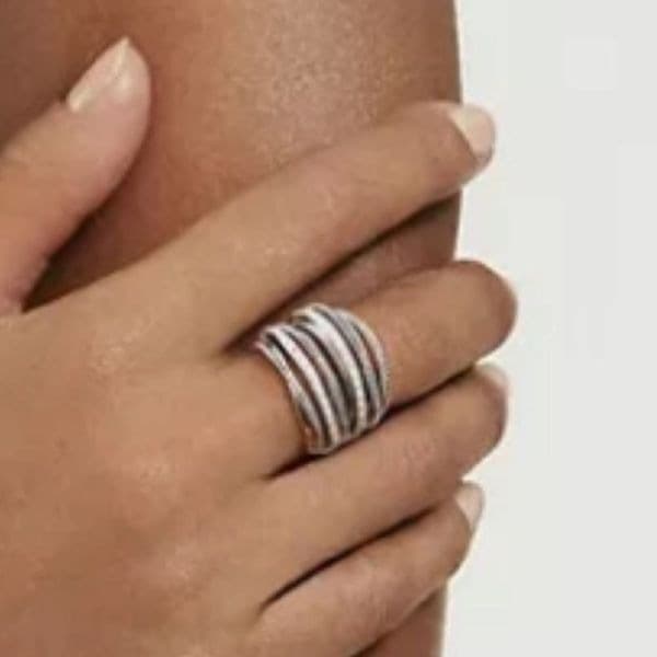 The Moderne Statement band ring in 925 & white sapphire sz 9 - Thumbnail 3