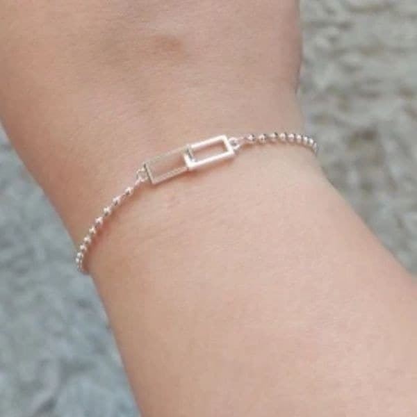 Cuffing Season Squared Silver Bracelet stamped 925 - Thumbnail 4