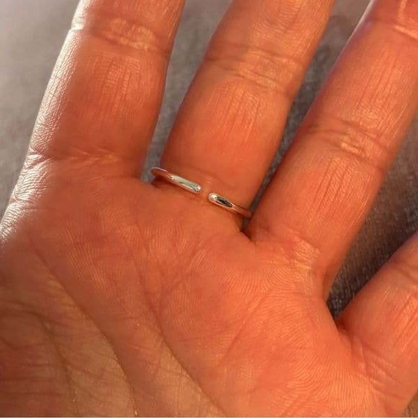 Big Heart adjustable ring in 925 sterling silver - Thumbnail 7