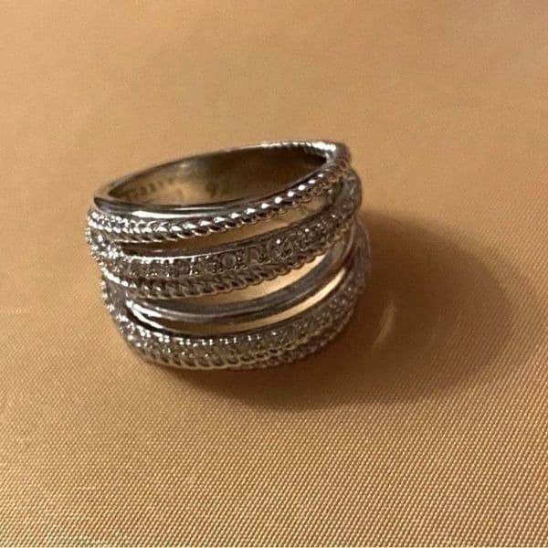 The Moderne Statement band ring in 925 & white sapphire sz 9 - Thumbnail 4