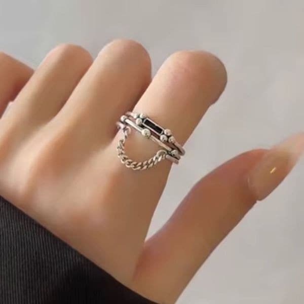 The mini chain adjustable ring in 925 silver - Thumbnail 4