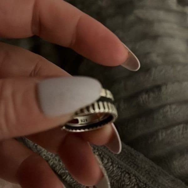 The Black Stripe Ring Adjustable in 925 silver antiqued - Thumbnail 6