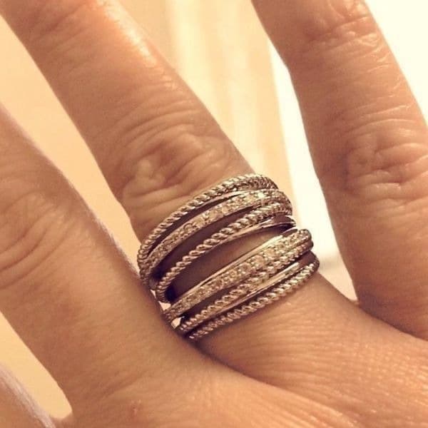 The Moderne Statement band ring in 925 & white sapphire sz 9 - Thumbnail 6