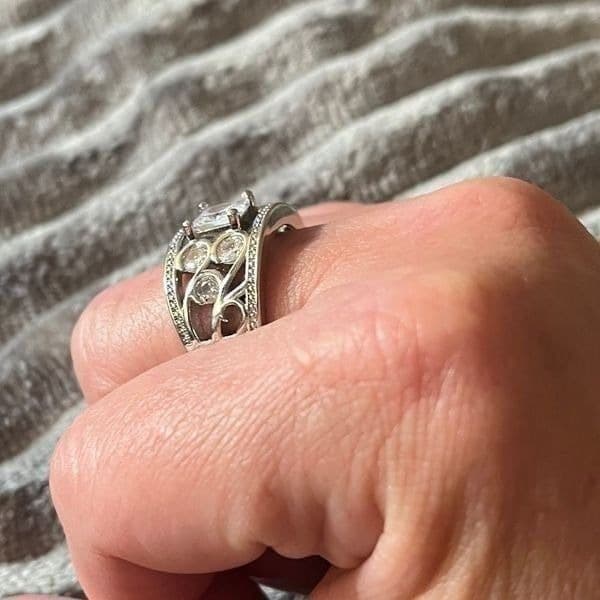 The Art Deco wide band ring in 925 silver and cubic zirconia - Thumbnail 7