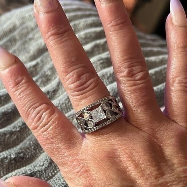 The Art Deco wide band ring in 925 silver and cubic zirconia - Thumbnail 5