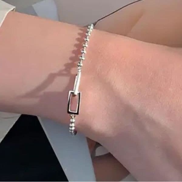 Cuffing Season Squared Silver Bracelet stamped 925 - Thumbnail 5