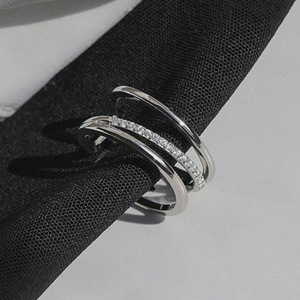 The Triple Bling Ring adjustable in 925 silver & cubic zirconia - Thumbnail 3