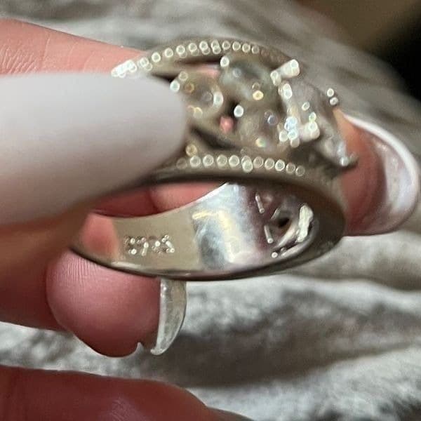 The Art Deco wide band ring in 925 silver and cubic zirconia - Thumbnail 8