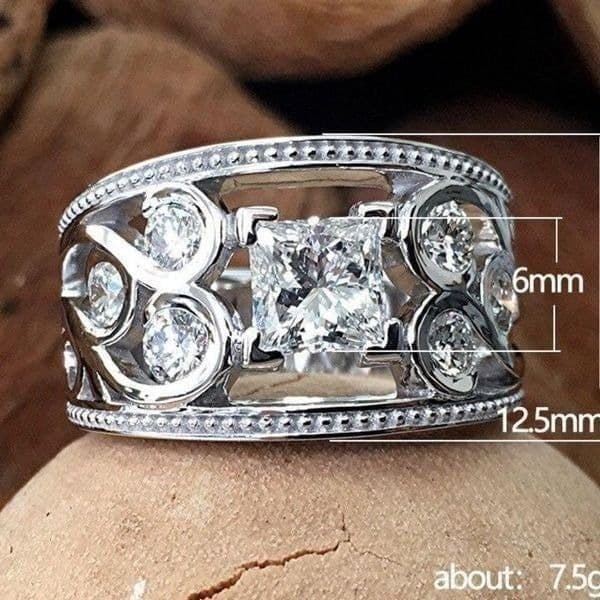 The Art Deco wide band ring in 925 silver and cubic zirconia - Thumbnail 2