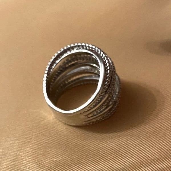 The Moderne Statement band ring in 925 & white sapphire sz 9 - Thumbnail 5