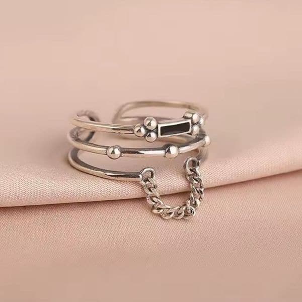 The mini chain adjustable ring in 925 silver - Thumbnail 2