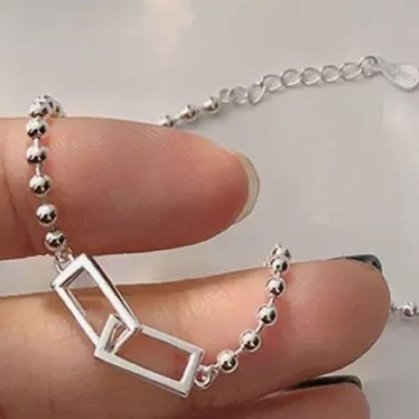 Cuffing Season Squared Silver Bracelet stamped 925 - Thumbnail 3