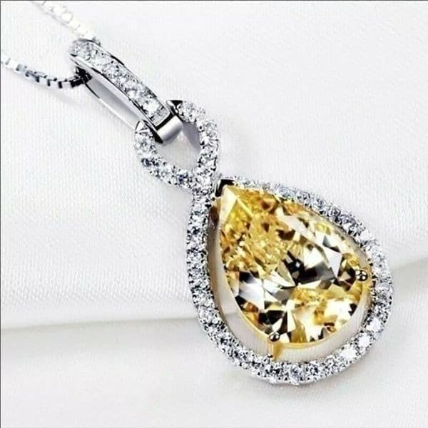 The Yellow Drip Citrine and 925 pendant necklace - Image 1
