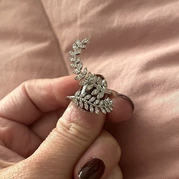 The Ivy Ring 925 Silver & cubic zirconia adjustable leaf ring - Thumbnail 10