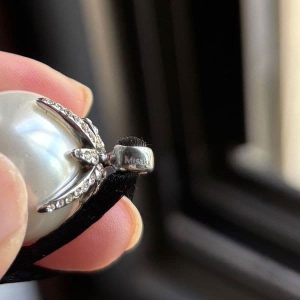 Vintage Misaki Pearl Pendant on satin string. - Thumbnail 12