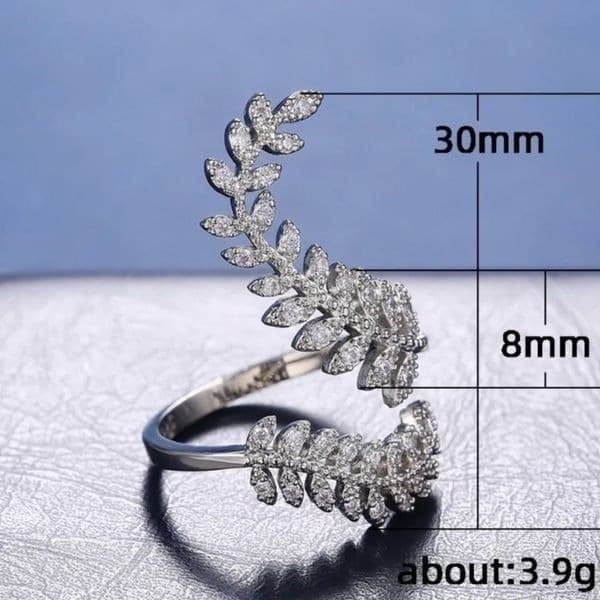 The Ivy Ring 925 Silver & cubic zirconia adjustable leaf ring - Thumbnail 5