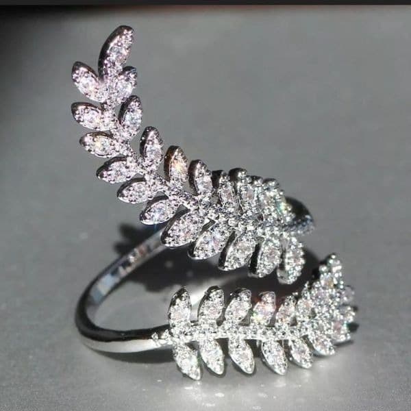 The Ivy Ring 925 Silver & cubic zirconia adjustable leaf ring - Thumbnail 7